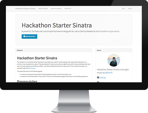 Hackathon Starter Sinatra Screenshot